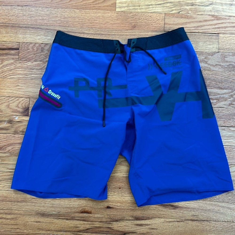 Blue and black Reebok CrossFit training shorts